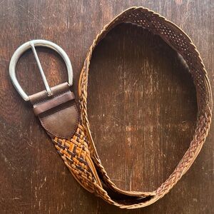 Linea Pelle Tan and Brown Woven Leather Belt